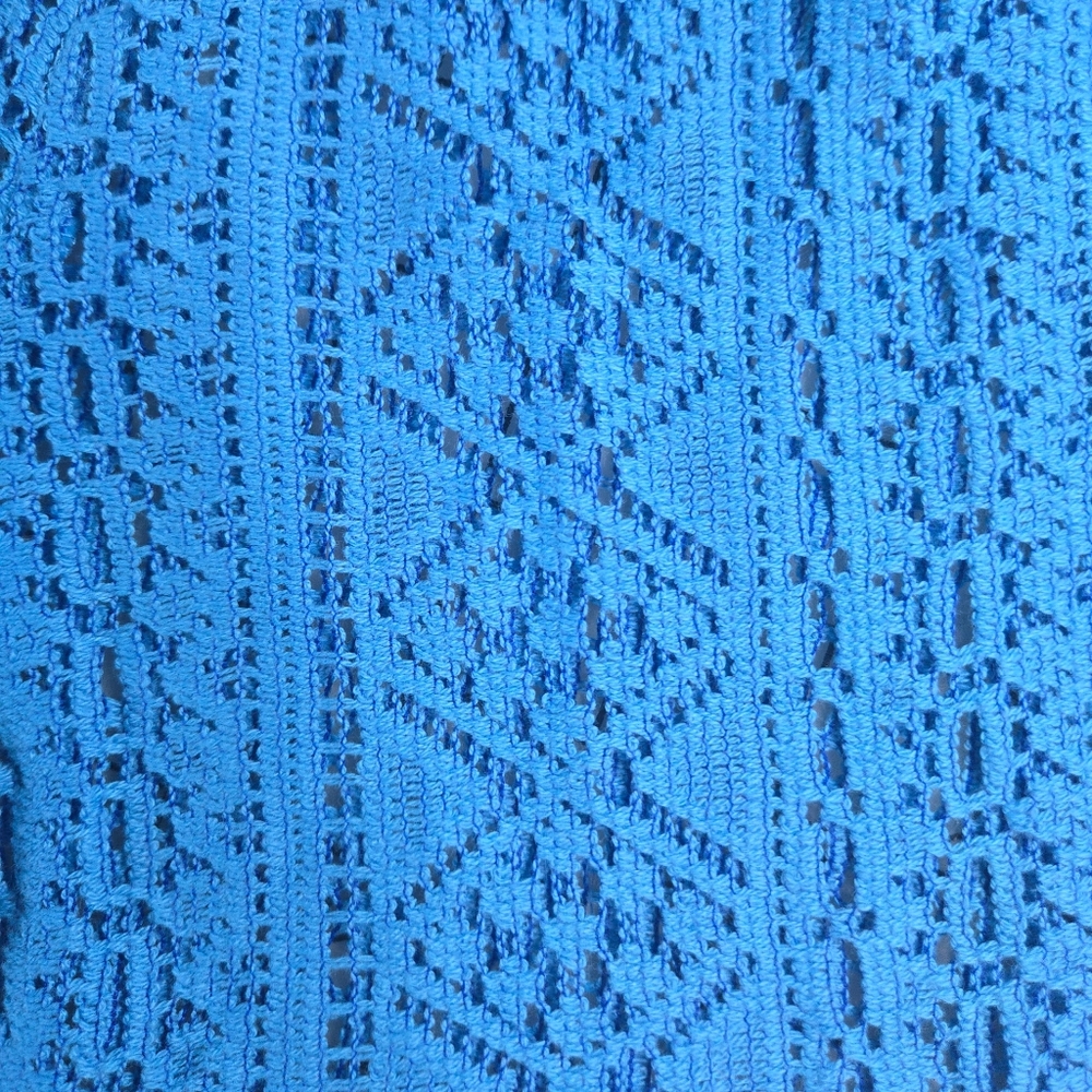 Japna High Waist Boho Crochet Blue Lace Shorts Swim Cover Size M - Picture 6 of 7